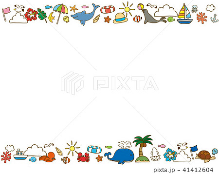 手描き夏のメッセージカードのイラスト素材 [41412604] - PIXTA