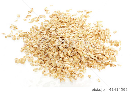 Pile of oat flakes isolated on white background. Top view Pile of oat flakes isolated on white background. Top view 41414592