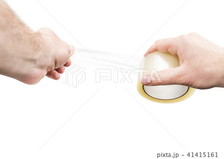 Adhesive tape in man hands 41415161