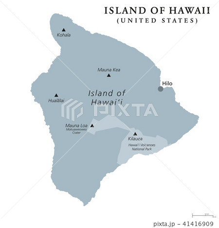 Island of Hawaii, Big Island, gray political map 41416909