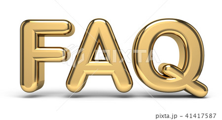 FAQ golden text 3D rendering illustration on white 41417587