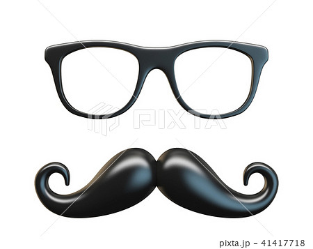 Black mustache and glasses 3D rendering 41417718