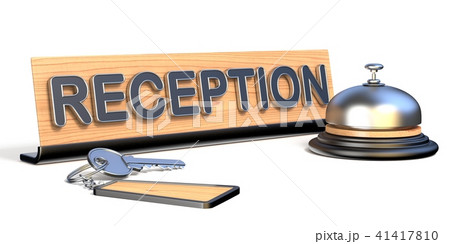 Keys, reception bell and reception sign 3D 41417810