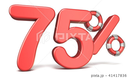 Life buoy 75 percent sign 3D render illustration 41417836