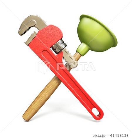 Pipe wrenche and plunger 3D 41418133