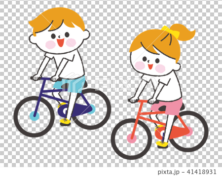 自転車に乗る子供のイラスト素材