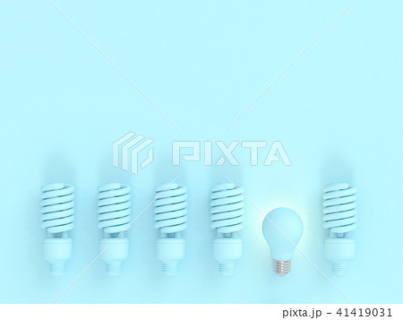 Light bulb among bulb on blue pastel color 41419031