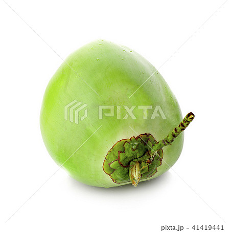 water drop green coconut isolated on white  41419441