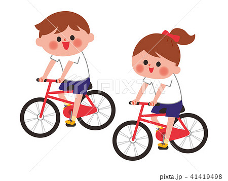 自転車に乗る子供のイラスト素材
