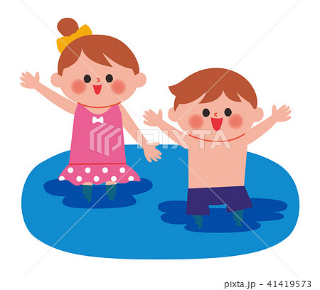 水遊び 子供のイラスト素材