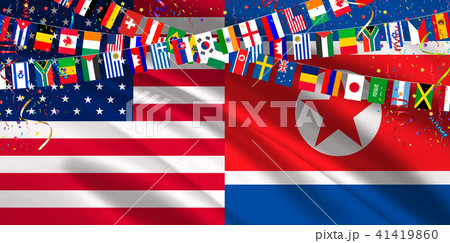アメリカ 北朝鮮 国旗 背景 アメリカ 北朝鮮 国旗 背景 41419860