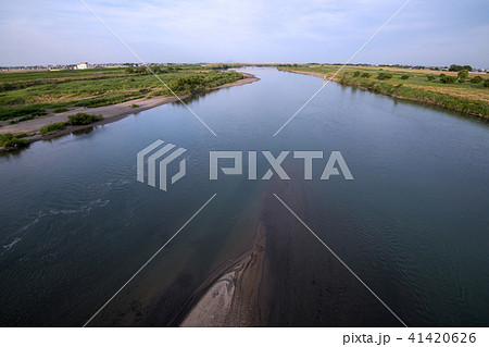 利根川　昭和橋より下流を望む　夕景 41420626