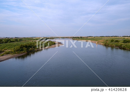 利根川　昭和橋より下流を望む　夕景 41420628