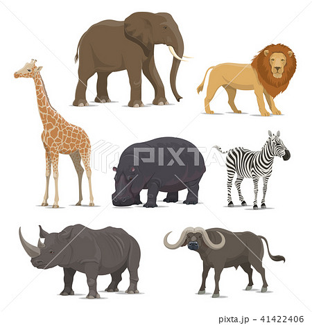 African Safari Animal Icon Of Wild Savanna Mammalのイラスト素材