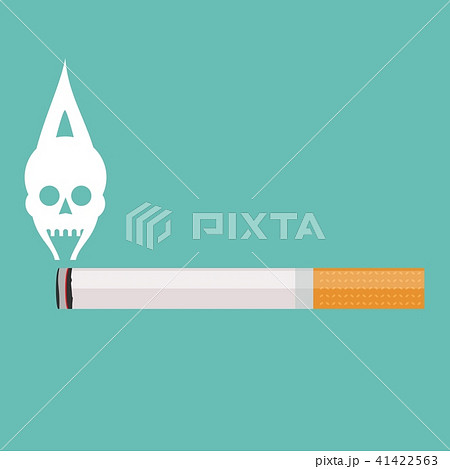 Burning cigarette with a smoke formed skull dead. Vector 41422563