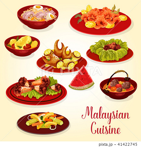 Malaysian cuisine icon of meat and seafood dish 41422745