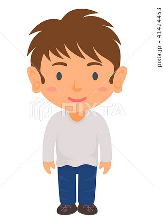 ジーンズと白シャツを着た男性のイラスト素材