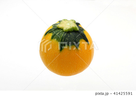 白い背景に丸い黄色のズッキーニ 白い背景に丸い黄色のズッキーニ 41425591