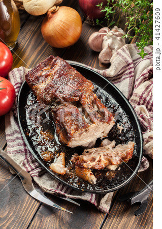 Still hot baked pork belly or bacon Still hot baked pork belly or bacon 41427609