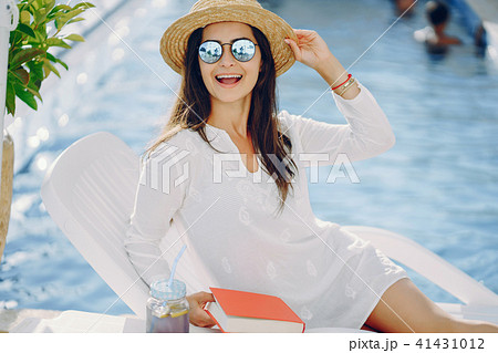 girl by the pool 41431012