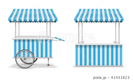 Realistic Set Of Street Food Kiosk And Cart... - 스톡일러스트 [41431623] - Pixta