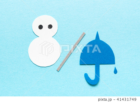 天気マーク　天気予報　雨マーク　雪マーク　雪のち雨　雪だるま 41431749