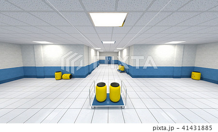研究所の廊下のイラスト素材
