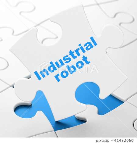 Manufacuring concept: Industrial Robot on puzzle background 41432060