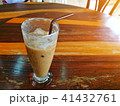 Coffee Glass on Wood Table Asia Latte Coffee Style 41432761