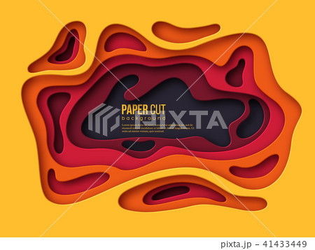 3d paper cut style background. Shapes with shadow in Autumn colors - yellow, orange, burgundy and 3d paper cut style background. Shapes with shadow in Autumn colors - yellow, orange, burgundy and 41433449