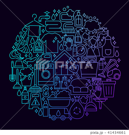 House Cleaning Icon Circle Concept House Cleaning Icon Circle Concept 41434661