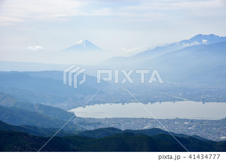 長野県塩尻市 高ボッチ高原 富士山と諏訪湖 長野県塩尻市 高ボッチ高原 富士山と諏訪湖 41434777