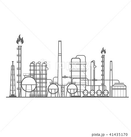 Petrochemical Factory Manufacturing Plant のイラスト素材
