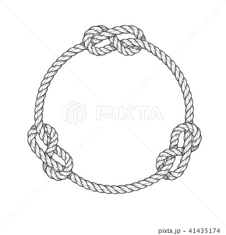 Rope Circle Round Rope Frame With Knotsのイラスト素材