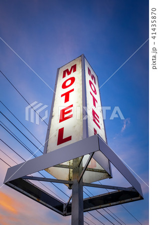 Vintage motel sign at sunset 41435870