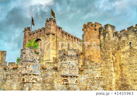 The Gravensteen, a medieval castle in Ghent, Belgium 41435963