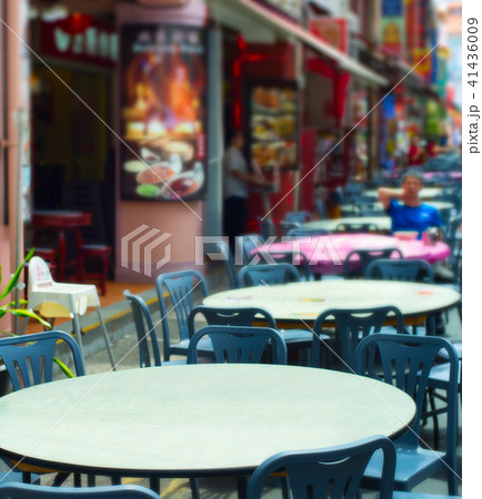 Street restaurant tables. Singapore Chinatown 41436009