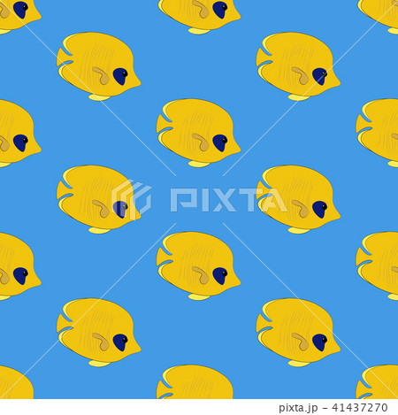 Chaetodon semilarvatus fish seamless pattern 41437270