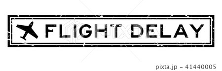 Grunge black flight delay with airplane icon stamp Grunge black flight delay with airplane icon stamp 41440005