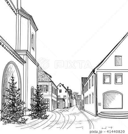 Old city street skyline view. European cityscape 41440820