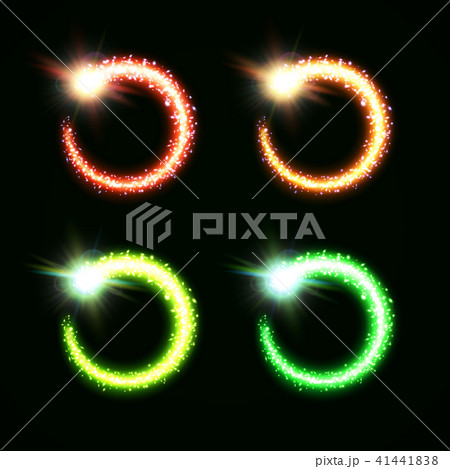 Holiday light background elements set on black backdrop. Decorative lights circle frame pack 41441838