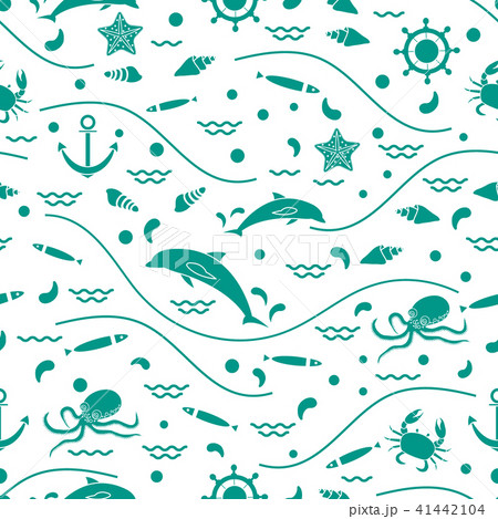 Cute seamless pattern with dolphins, octopus, Cute seamless pattern with dolphins, octopus, 41442104