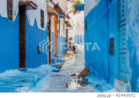 Small streets in blue and white in the kasbah of the old city Rabat in Marocco Small streets in blue and white in the kasbah of the old city Rabat in Marocco 41443072