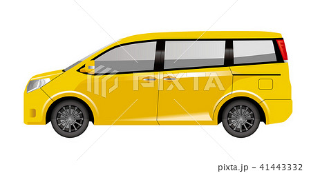 黄色のミニバンのイラスト 自動車のイラスト 横向きの自動車 のイラスト素材