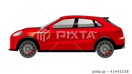 赤色のsuv車のイラスト 自動車のイラスト 横向きの自動車 のイラスト素材