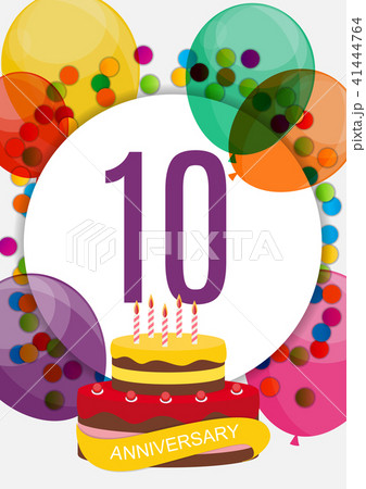 Template 10 Years Anniversary Congratulations, Greeting Card with Cake, Invitation Vector Template 10 Years Anniversary Congratulations, Greeting Card with Cake, Invitation Vector 41444764