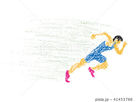 クレヨンで描いたスプリンターのイラスト 41453766