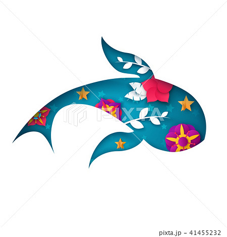 Paperfish Illustration Cartoon Sea Landscape のイラスト素材