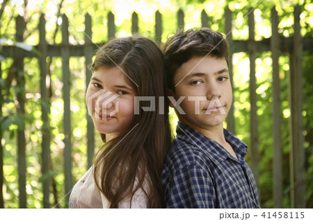 two siblings teenager kids sister and brother 41458115