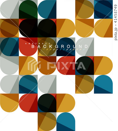 Round square geometric shapes on white, tile mosaic abstract background 41458749